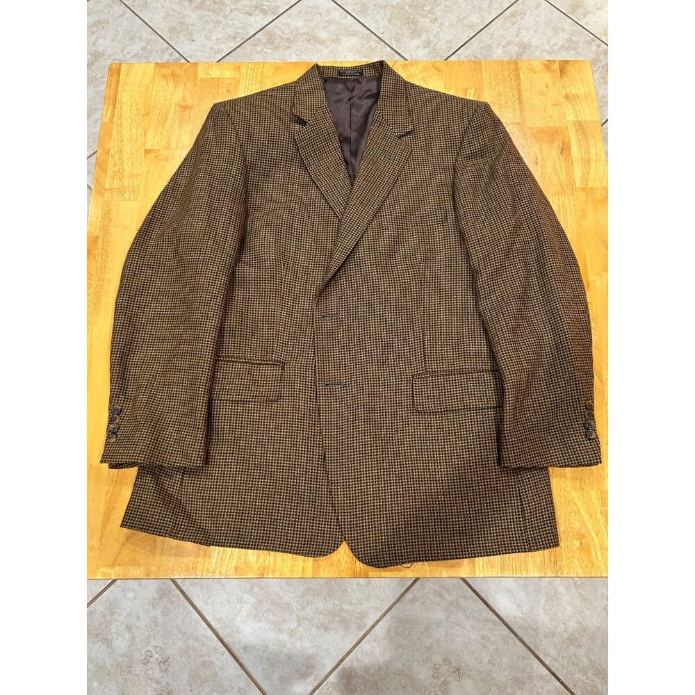Christian Brooks 44R Men's Blazer Brown Houndstooth Sport Coat Made In The USA,